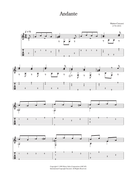 Learn to play Matteo Carcassi Andante sheet music for Guitar in minutes. Matteo Carcassi Andante sheet music notes and chords