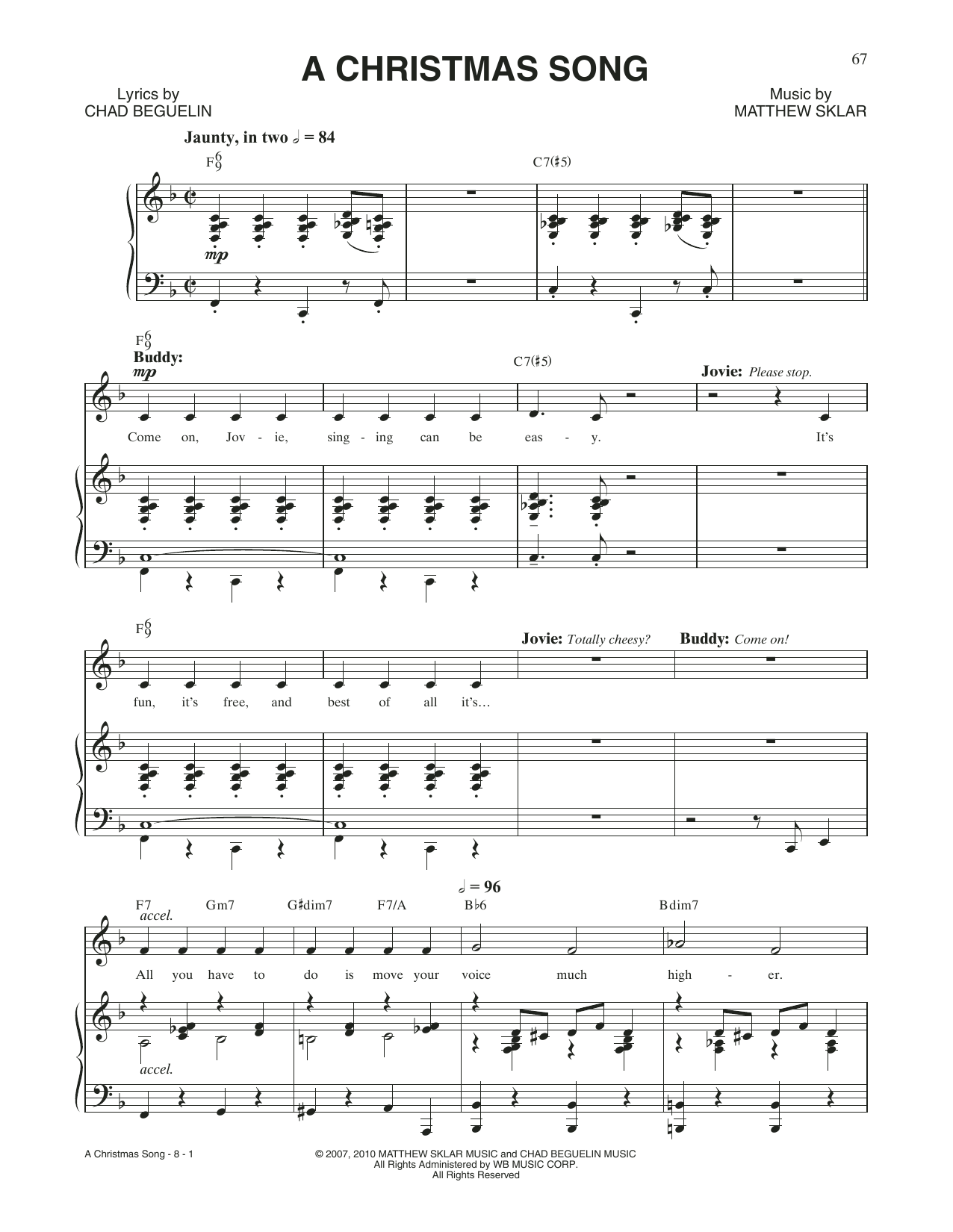 Matthew Sklar & Chad Beguelin A Christmas Song (from Elf: The Musical) sheet music, chords, lyrics - Printable PDF for Piano & Vocal