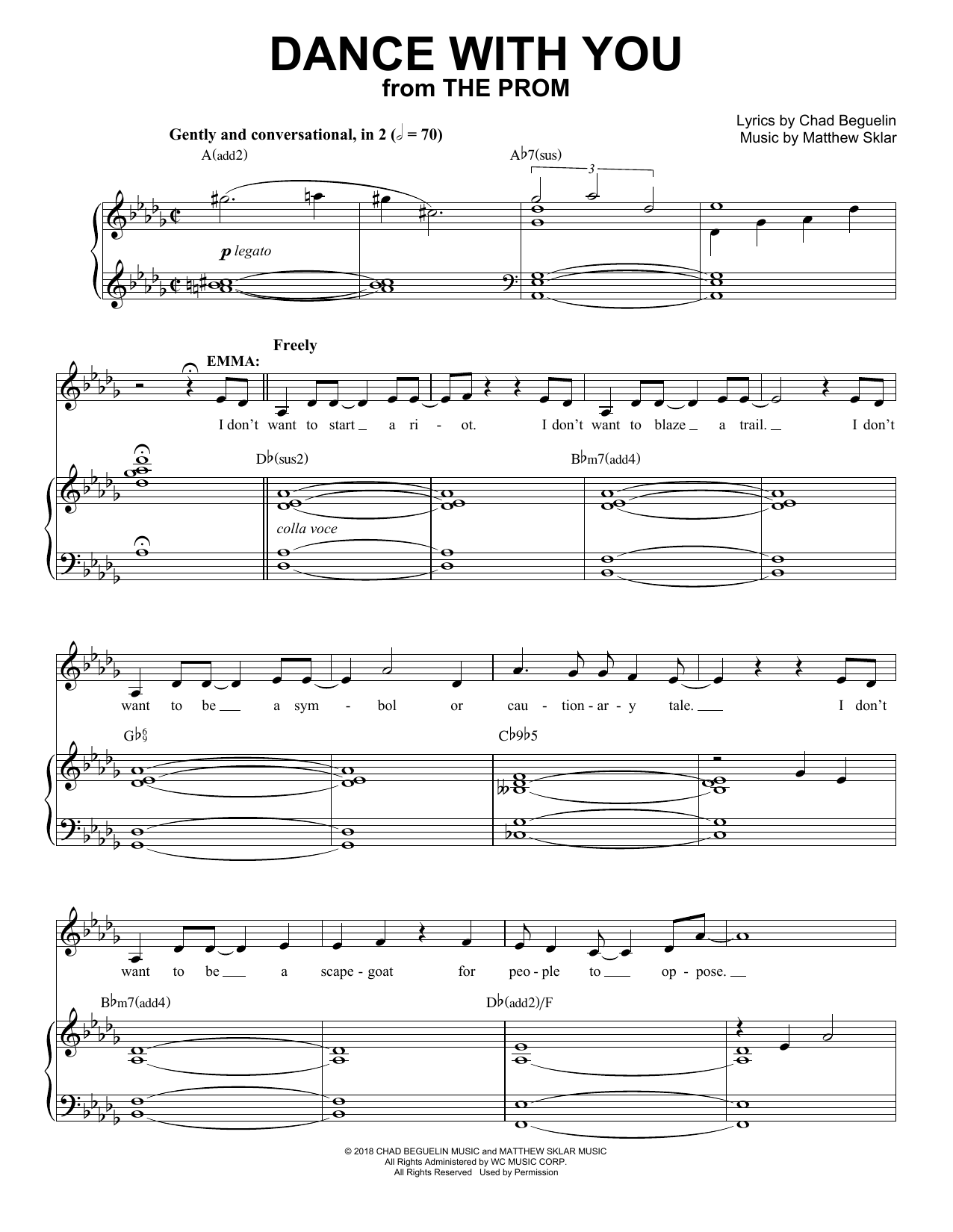 Matthew Sklar & Chad Beguelin Dance With You (from The Prom: A New Musical) sheet music, chords, lyrics - Printable PDF for Piano & Vocal