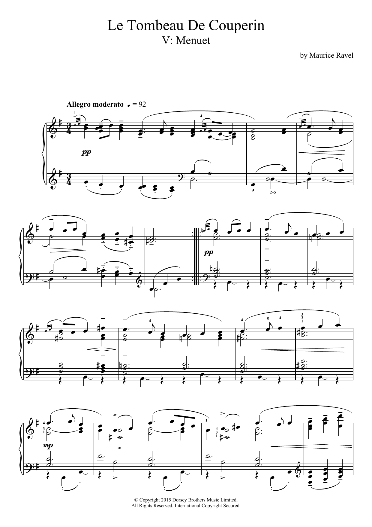 Learn to play Maurice Ravel Le Tombeau De Couperin - V. Menuet sheet music for Piano in minutes. Maurice Ravel Le Tombeau De Couperin - V. Menuet sheet music preview music notes and score for Piano including 5 page(s)