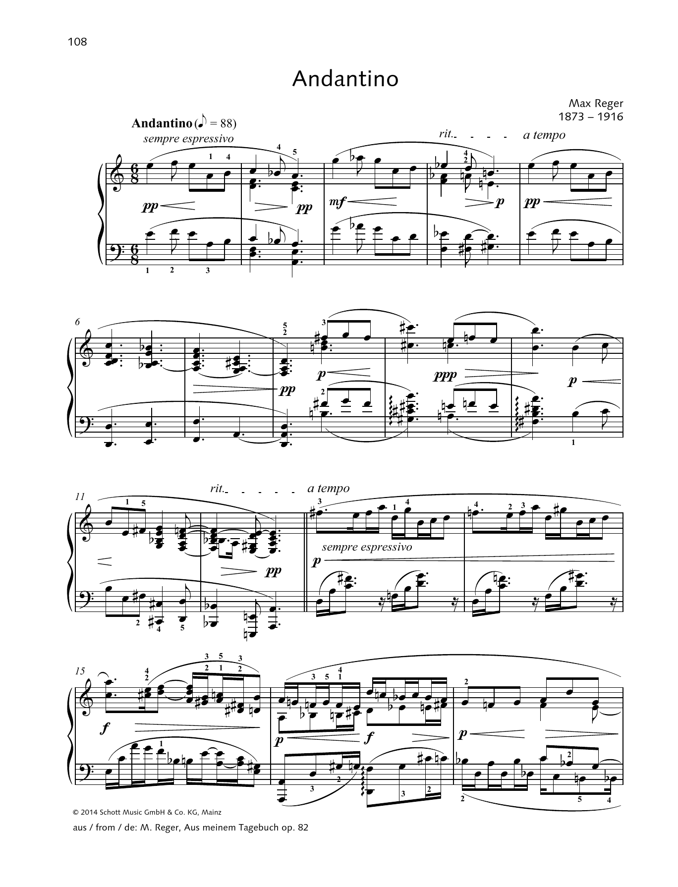 Learn to play Max Reger Andantino sheet music for Piano Solo in minutes. Max Reger Andantino sheet music preview music notes and score for Piano Solo including 4 page(s)