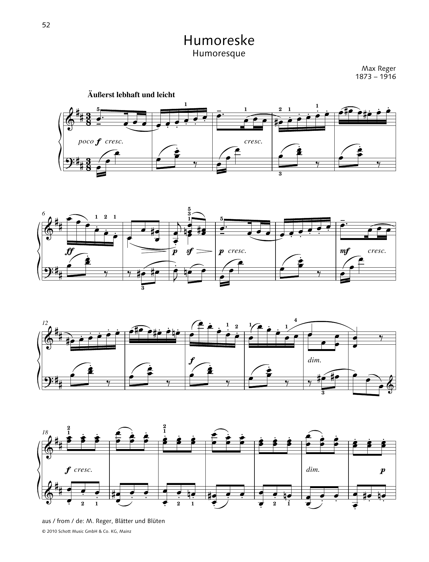 Learn to play Max Reger Humoreske sheet music for Piano Solo in minutes. Max Reger Humoreske sheet music preview music notes and score for Piano Solo including 3 page(s)