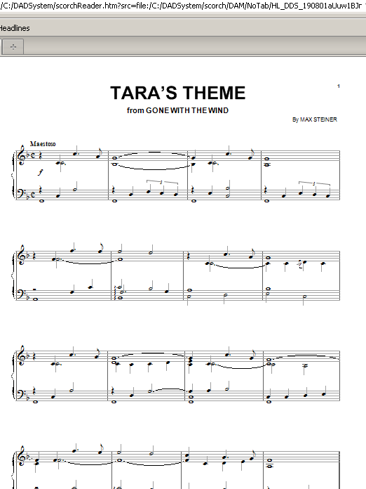 Learn to play Max Steiner Tara's Theme sheet music for Piano, Vocal & Guitar (Right-Hand Melody) in minutes. Max Steiner Tara's Theme sheet music preview music notes and score for Piano, Vocal & Guitar (Right-Hand Melody) including 2 page(s)