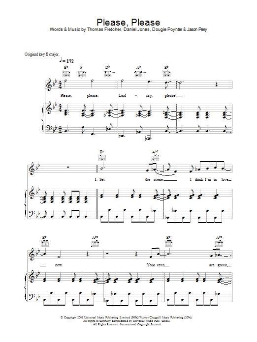 McFly Please, Please sheet music preview music notes and score for Piano, Vocal & Guitar including 10 page(s)