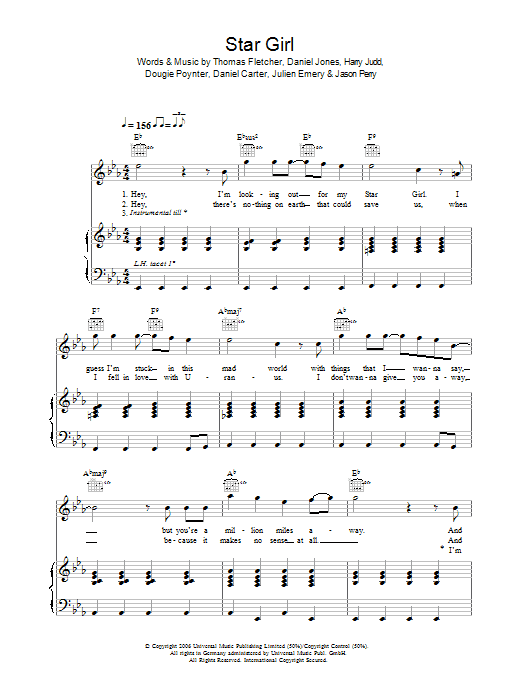 McFly Star Girl sheet music preview music notes and score for Beginner Piano including 2 page(s)
