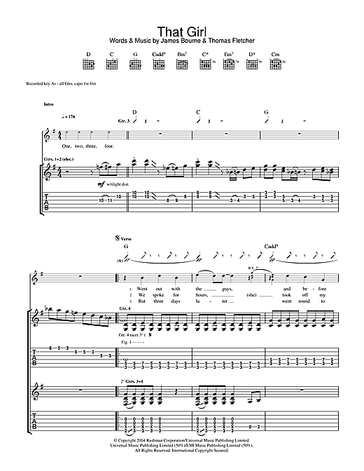 Learn to play McFly That Girl sheet music for Guitar Tab in minutes. McFly That Girl sheet music notes and chords