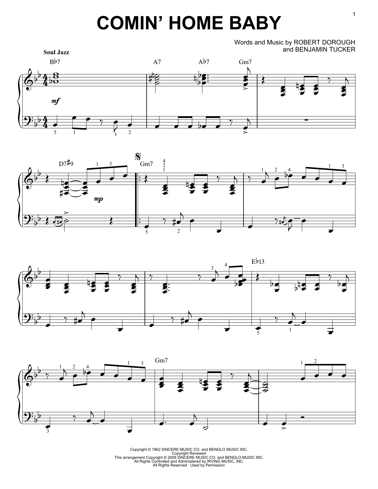 Learn to play Mel Torme Comin' Home Baby sheet music for Piano in minutes. Mel Torme Comin' Home Baby sheet music preview music notes and score for Piano including 4 page(s)
