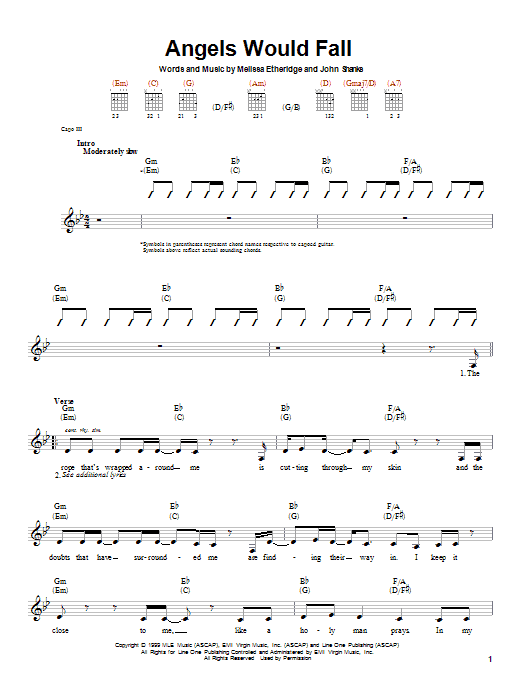 Learn to play Melissa Etheridge Angels Would Fall sheet music for Piano, Vocal & Guitar Chords (Right-Hand Melody) in minutes. Melissa Etheridge Angels Would Fall sheet music preview music notes and score for Piano, Vocal & Guitar Chords (Right-Hand Melody) including 9 page(s)