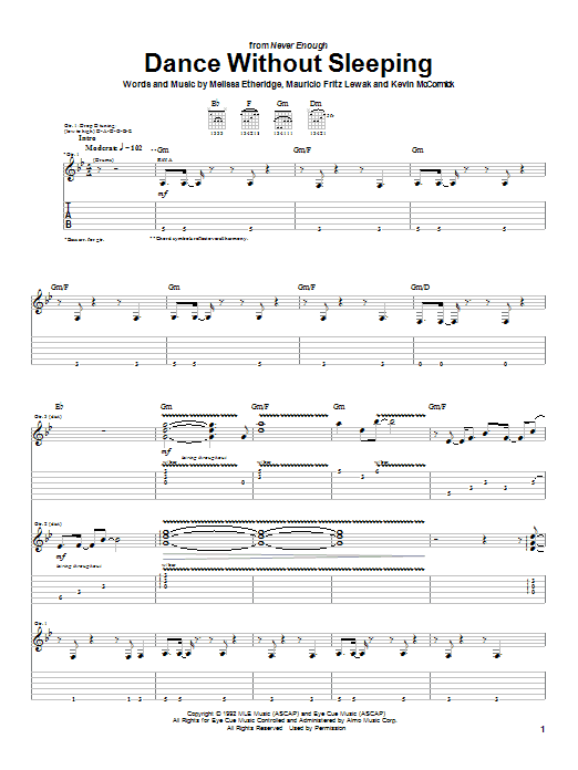 Learn to play Melissa Etheridge Dance Without Sleeping sheet music for Guitar Tab in minutes. Melissa Etheridge Dance Without Sleeping sheet music notes and chords