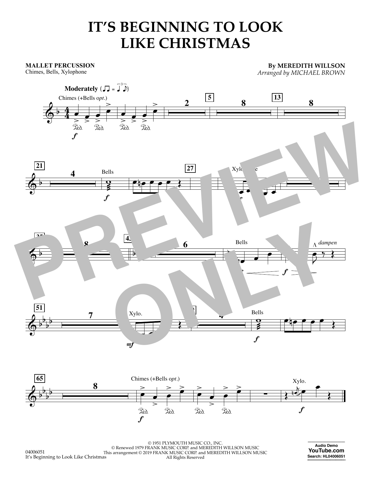Learn to play Meredith Willson It's Beginning to Look Like Christmas (arr. Michael Brown) - Mallet Percussion sheet music for Concert Band in minutes. Meredith Willson It's Beginning to Look Like Christmas (arr. Michael Brown) - Mallet Percussion sheet music preview music notes and score for Concert Band including 1 page(s)