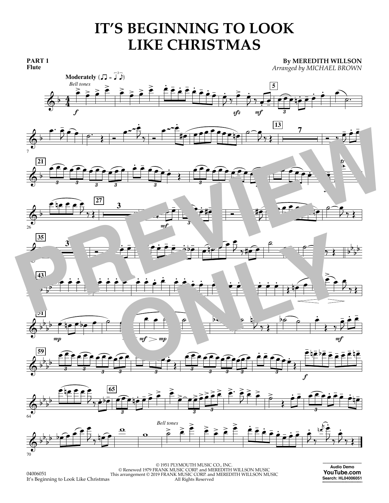 Learn to play Meredith Willson It's Beginning to Look Like Christmas (arr. Michael Brown) - Pt.1 - Flute sheet music for Concert Band in minutes. Meredith Willson It's Beginning to Look Like Christmas (arr. Michael Brown) - Pt.1 - Flute sheet music preview music notes and score for Concert Band including 1 page(s)