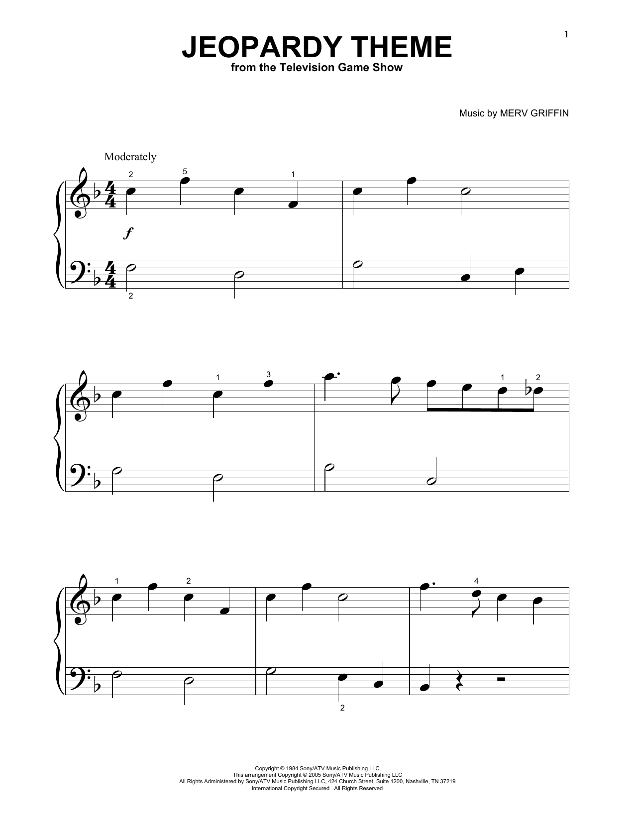 Learn to play Merv Griffin Jeopardy Theme sheet music for Easy Guitar Tab in minutes. Merv Griffin Jeopardy Theme sheet music preview music notes and score for Easy Guitar Tab including 4 page(s)