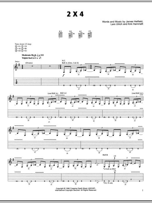 Learn to play Metallica 2 x 4 sheet music for Guitar Tab in minutes. Metallica 2 x 4 sheet music preview music notes and score for Guitar Tab including 13 page(s)