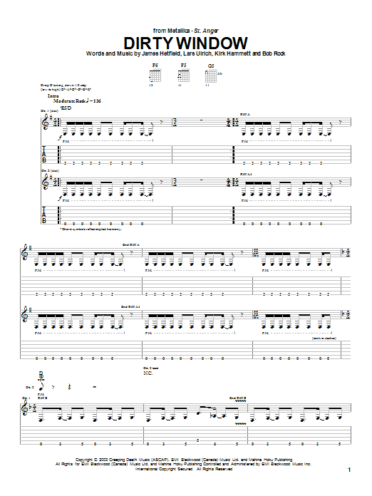 Learn to play Metallica Dirty Window sheet music for Easy Guitar Tab in minutes. Metallica Dirty Window sheet music preview music notes and score for Easy Guitar Tab including 5 page(s)
