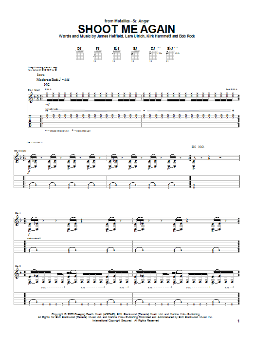 Learn to play Metallica Shoot Me Again sheet music for Easy Guitar Tab in minutes. Metallica Shoot Me Again sheet music preview music notes and score for Easy Guitar Tab including 9 page(s)