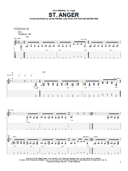 Learn to play Metallica St. Anger sheet music for Easy Guitar Tab in minutes. Metallica St. Anger sheet music preview music notes and score for Easy Guitar Tab including 6 page(s)