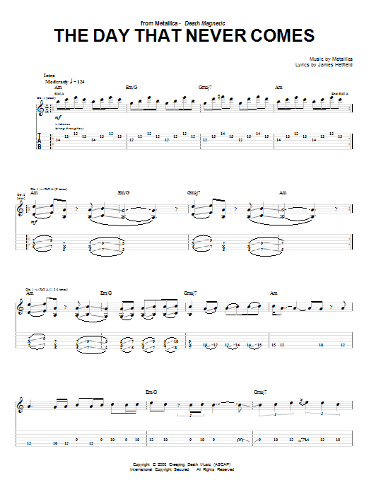 Learn to play Metallica The Day That Never Comes sheet music for Ukulele in minutes. Metallica The Day That Never Comes sheet music preview music notes and score for Ukulele including 9 page(s)