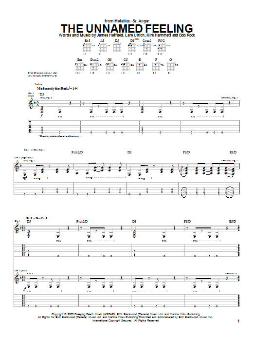 Learn to play Metallica The Unnamed Feeling sheet music for Easy Guitar Tab in minutes. Metallica The Unnamed Feeling sheet music preview music notes and score for Easy Guitar Tab including 8 page(s)
