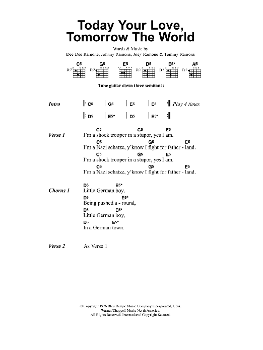 Metallica Today Your Love, Tomorrow The World sheet music, chords, lyrics - Printable PDF for Lyrics & Chords