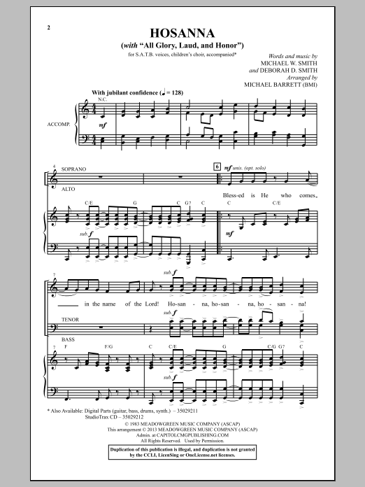 Michael Barrett All Glory, Laud And Honor sheet music, chords, lyrics - Printable PDF for SATB