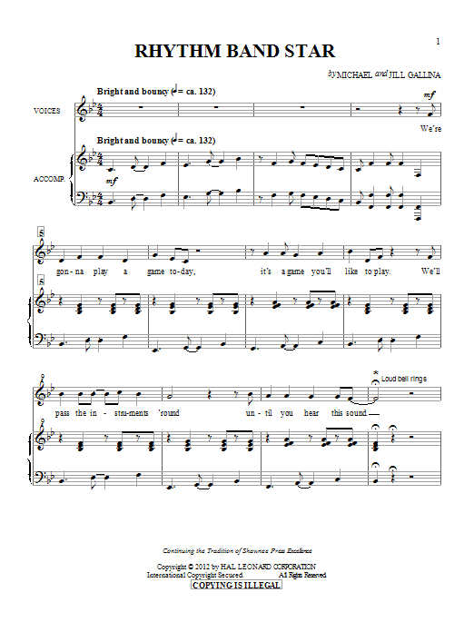 Learn to play Michael & Jill Gallina Rhythm Band Star sheet music for Choral in minutes. Michael & Jill Gallina Rhythm Band Star sheet music preview music notes and score for Choral including 7 page(s)