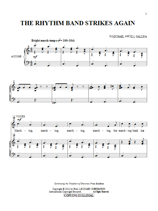 Learn to play Michael & Jill Gallina The Rhythm Band Strikes Again sheet music for Unison Voice in minutes. Michael & Jill Gallina The Rhythm Band Strikes Again sheet music preview music notes and score for Unison Voice including 5 page(s)