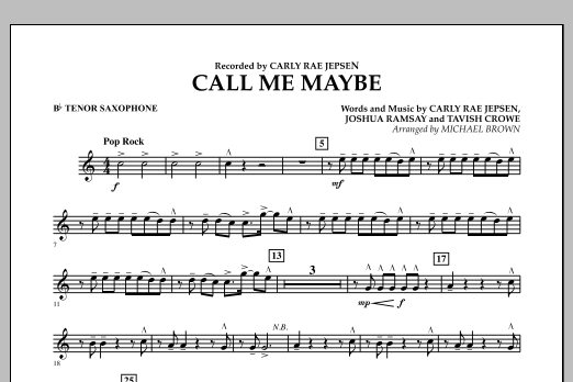 Learn to play Michael Brown Call Me Maybe - Bb Tenor Saxophone sheet music for Concert Band in minutes. Michael Brown Call Me Maybe - Bb Tenor Saxophone sheet music notes and chords