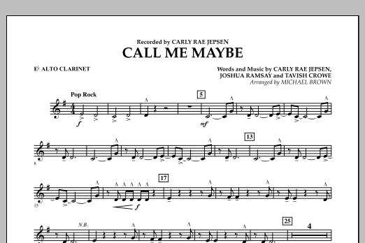 Learn to play Michael Brown Call Me Maybe - Eb Alto Clarinet sheet music for Concert Band in minutes. Michael Brown Call Me Maybe - Eb Alto Clarinet sheet music notes and chords