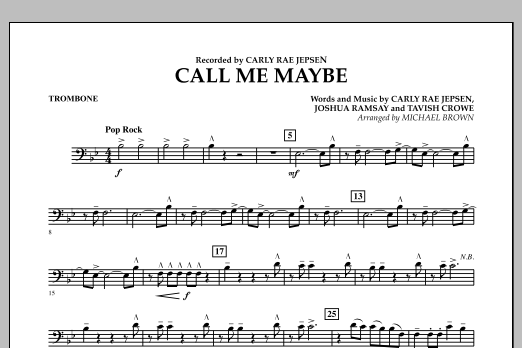 Learn to play Michael Brown Call Me Maybe - Trombone sheet music for Concert Band in minutes. Michael Brown Call Me Maybe - Trombone sheet music notes and chords