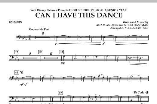 Learn to play Michael Brown Can I Have This Dance? (from High School Musical 3) - Bassoon sheet music for Concert Band in minutes. Michael Brown Can I Have This Dance? (from High School Musical 3) - Bassoon sheet music notes and chords