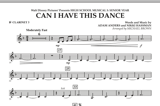 Learn to play Michael Brown Can I Have This Dance? (from High School Musical 3) - Bb Clarinet 3 sheet music for Concert Band in minutes. Michael Brown Can I Have This Dance? (from High School Musical 3) - Bb Clarinet 3 sheet music notes and chords
