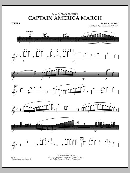 Learn to play Michael Brown Captain America March - Flute 1 sheet music for Concert Band in minutes. Michael Brown Captain America March - Flute 1 sheet music preview music notes and score for Concert Band including 2 page(s)