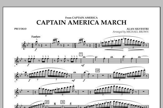 Learn to play Michael Brown Captain America March - Piccolo sheet music for Concert Band in minutes. Michael Brown Captain America March - Piccolo sheet music preview music notes and score for Concert Band including 1 page(s)