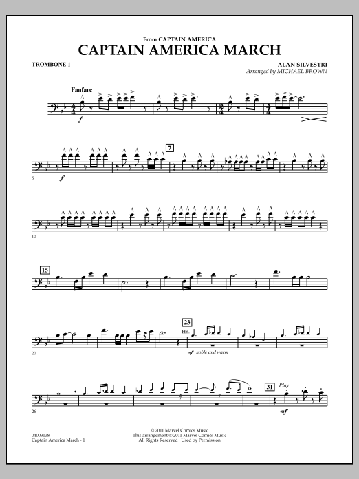 Learn to play Michael Brown Captain America March - Trombone 1 sheet music for Concert Band in minutes. Michael Brown Captain America March - Trombone 1 sheet music preview music notes and score for Concert Band including 2 page(s)
