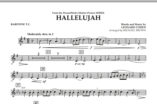Learn to play Michael Brown Hallelujah - Baritone T.C. sheet music for Concert Band in minutes. Michael Brown Hallelujah - Baritone T.C. sheet music preview music notes and score for Concert Band including 1 page(s)