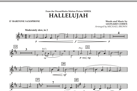 Learn to play Michael Brown Hallelujah - Eb Baritone Saxophone sheet music for Concert Band in minutes. Michael Brown Hallelujah - Eb Baritone Saxophone sheet music preview music notes and score for Concert Band including 1 page(s)