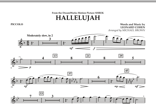 Learn to play Michael Brown Hallelujah - Piccolo sheet music for Concert Band in minutes. Michael Brown Hallelujah - Piccolo sheet music preview music notes and score for Concert Band including 1 page(s)
