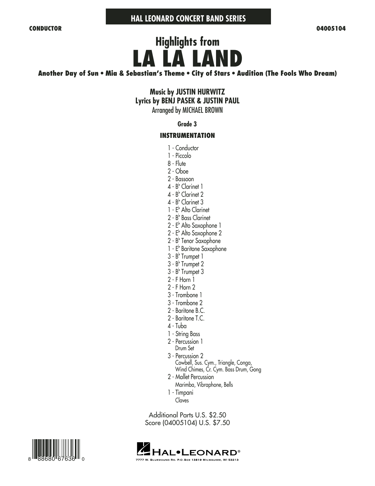 Learn to play Michael Brown Highlights from La La Land - Conductor Score (Full Score) sheet music for Concert Band in minutes. Michael Brown Highlights from La La Land - Conductor Score (Full Score) sheet music preview music notes and score for Concert Band including 27 page(s)