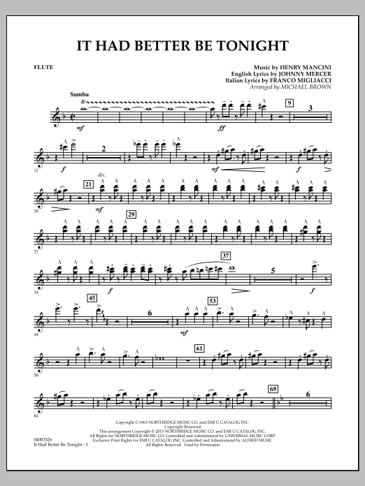 Learn to play Michael Brown It Had Better Be Tonight - Flute sheet music for Concert Band in minutes. Michael Brown It Had Better Be Tonight - Flute sheet music notes and chords