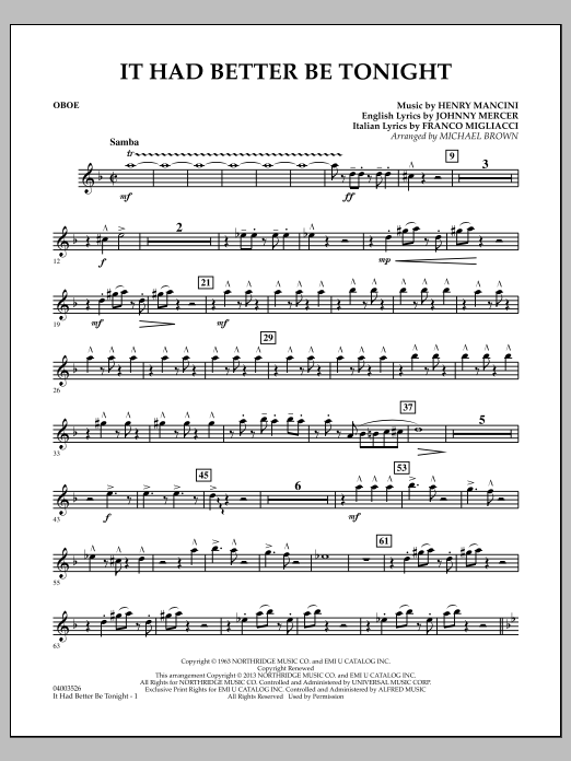 Learn to play Michael Brown It Had Better Be Tonight - Oboe sheet music for Concert Band in minutes. Michael Brown It Had Better Be Tonight - Oboe sheet music notes and chords