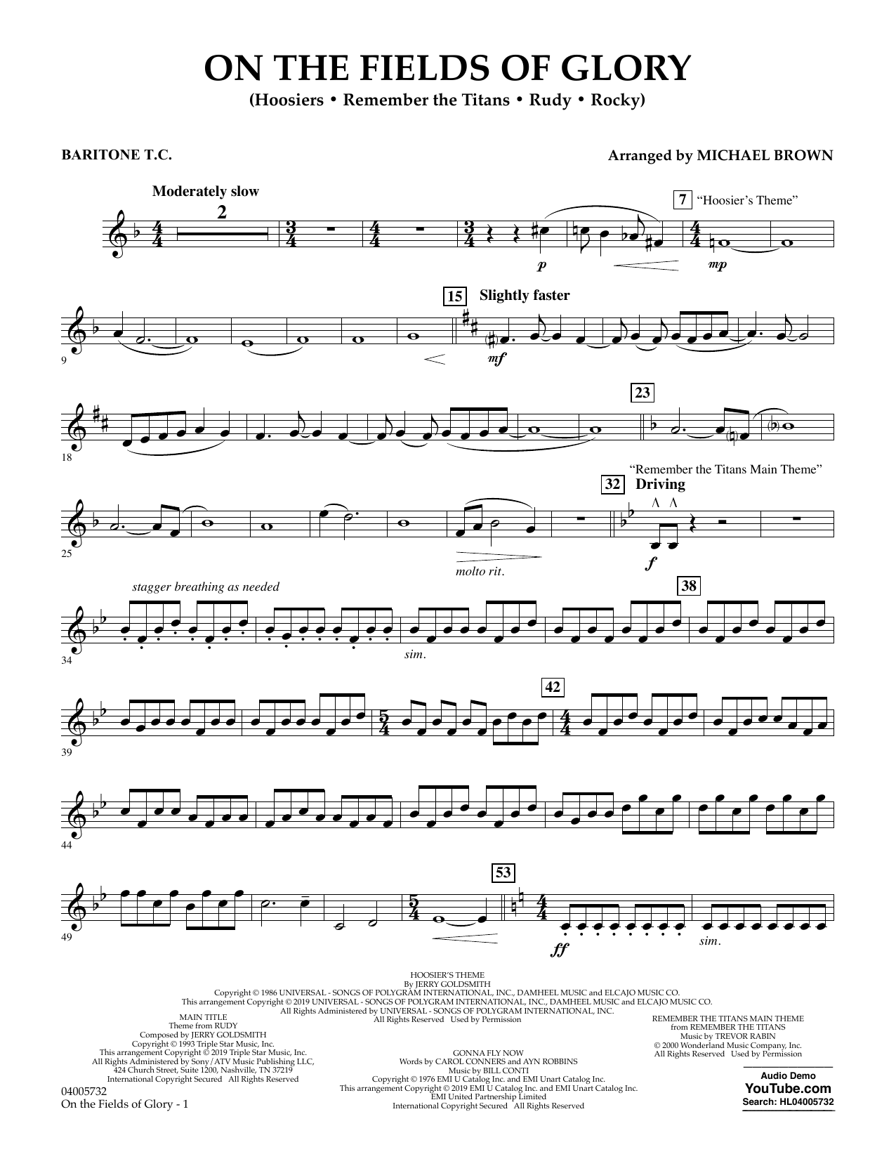 Learn to play Michael Brown On the Fields of Glory - Baritone T.C. sheet music for Concert Band in minutes. Michael Brown On the Fields of Glory - Baritone T.C. sheet music preview music notes and score for Concert Band including 2 page(s)