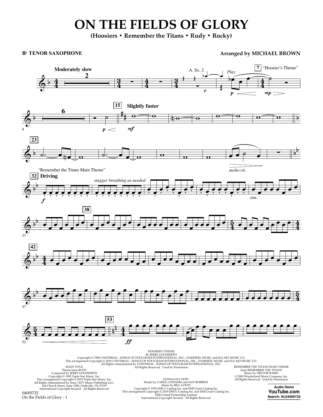 Learn to play Michael Brown On the Fields of Glory - Bb Tenor Saxophone sheet music for Concert Band in minutes. Michael Brown On the Fields of Glory - Bb Tenor Saxophone sheet music preview music notes and score for Concert Band including 2 page(s)