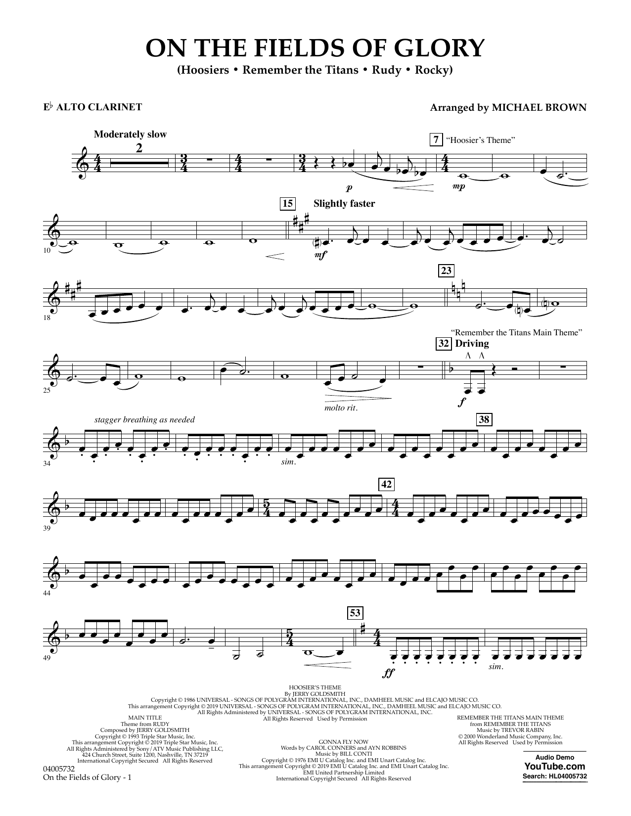 Learn to play Michael Brown On the Fields of Glory - Eb Alto Clarinet sheet music for Concert Band in minutes. Michael Brown On the Fields of Glory - Eb Alto Clarinet sheet music preview music notes and score for Concert Band including 2 page(s)