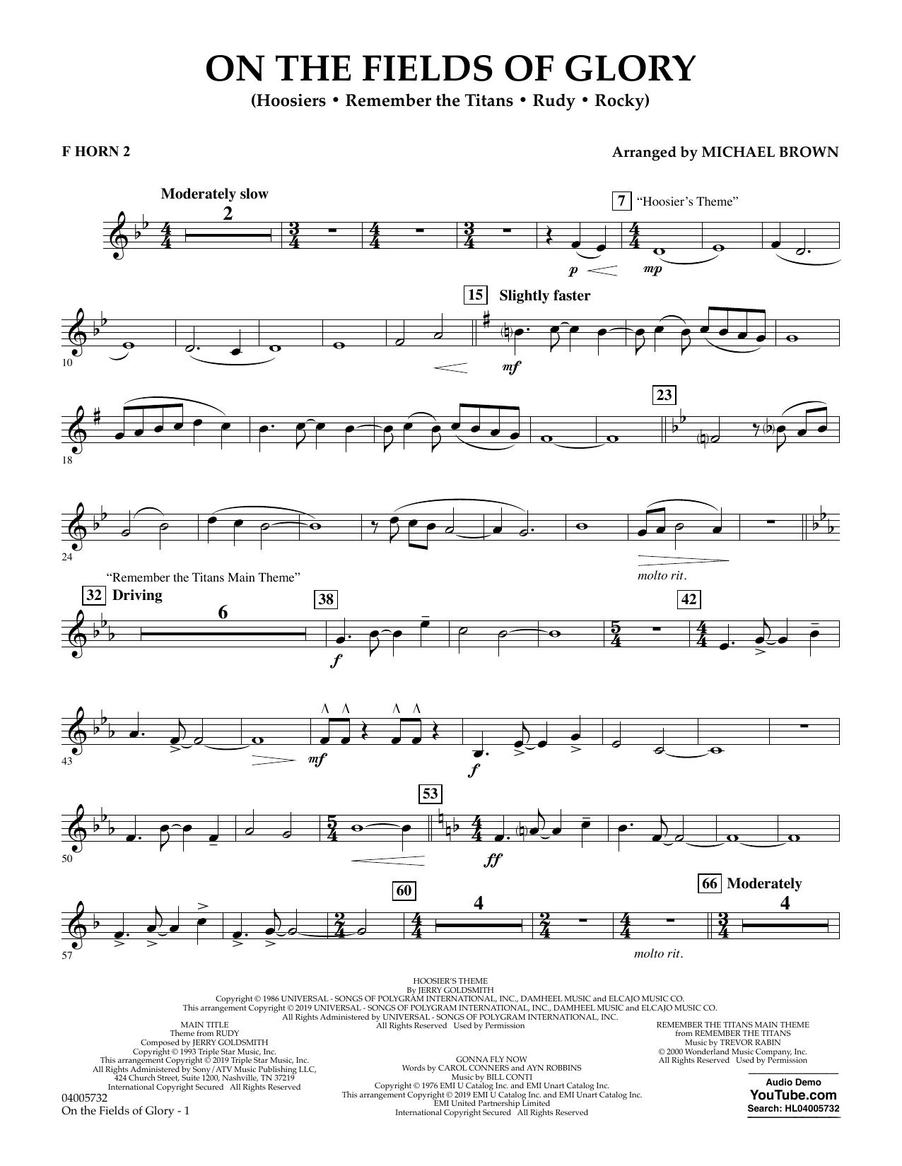 Learn to play Michael Brown On the Fields of Glory - F Horn 2 sheet music for Concert Band in minutes. Michael Brown On the Fields of Glory - F Horn 2 sheet music preview music notes and score for Concert Band including 2 page(s)