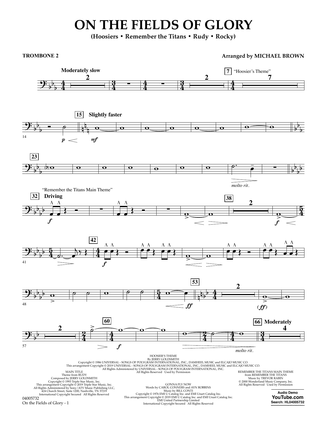 Learn to play Michael Brown On the Fields of Glory - Trombone 2 sheet music for Concert Band in minutes. Michael Brown On the Fields of Glory - Trombone 2 sheet music preview music notes and score for Concert Band including 2 page(s)