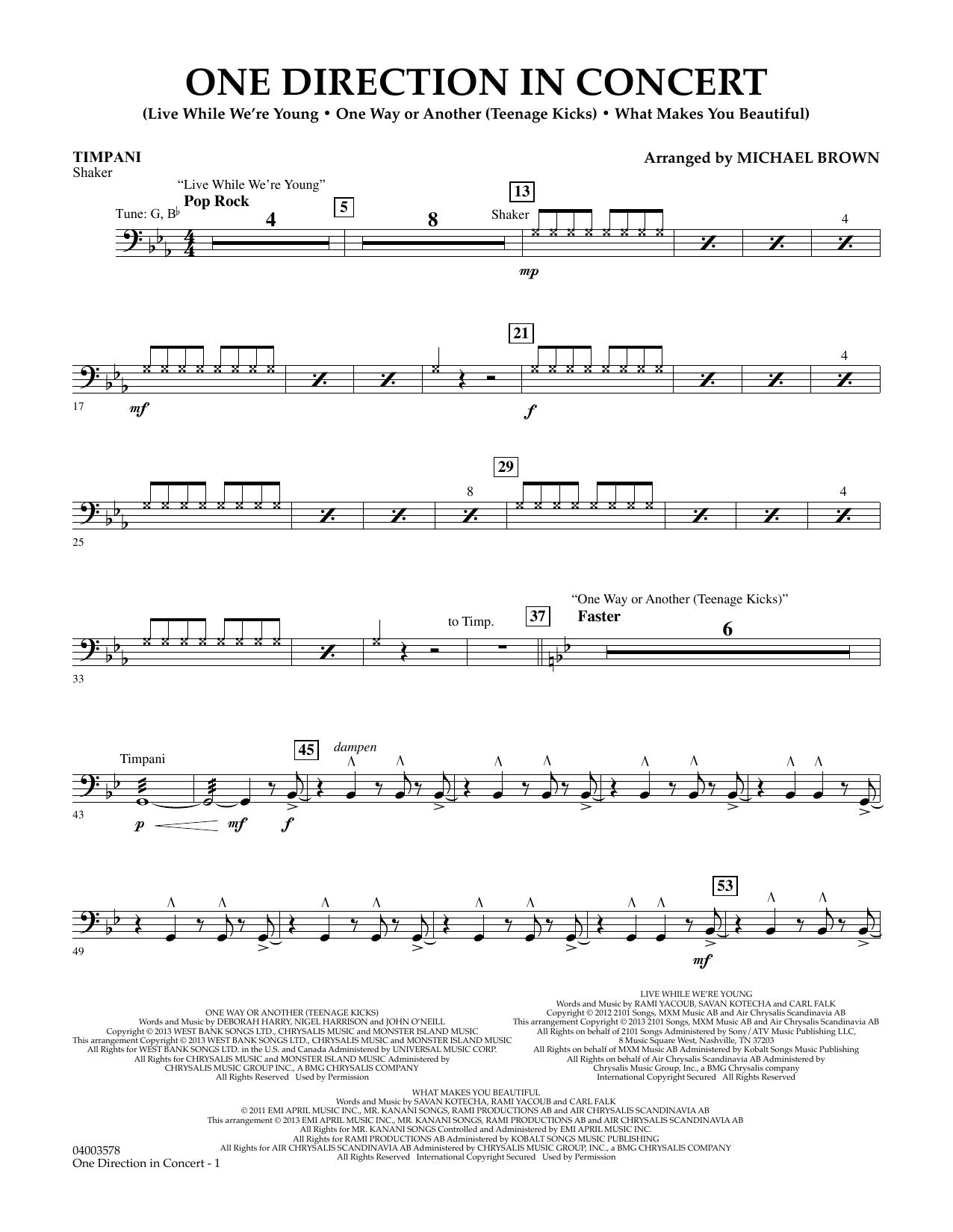 Learn to play Michael Brown One Direction In Concert - Timpani sheet music for Concert Band in minutes. Michael Brown One Direction In Concert - Timpani sheet music notes and chords