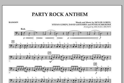 Learn to play Michael Brown Party Rock Anthem - Bassoon sheet music for Concert Band in minutes. Michael Brown Party Rock Anthem - Bassoon sheet music preview music notes and score for Concert Band including 1 page(s)