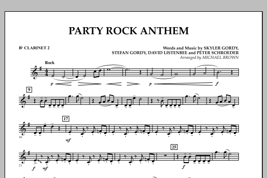 Michael Brown Party Rock Anthem - Bb Clarinet 2 sheet music preview music notes and score for Concert Band including 1 page(s)