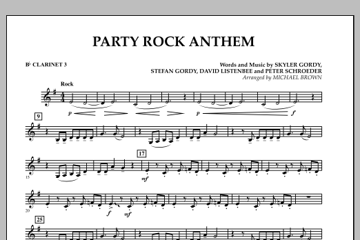 Learn to play Michael Brown Party Rock Anthem - Bb Clarinet 3 sheet music for Concert Band in minutes. Michael Brown Party Rock Anthem - Bb Clarinet 3 sheet music preview music notes and score for Concert Band including 1 page(s)