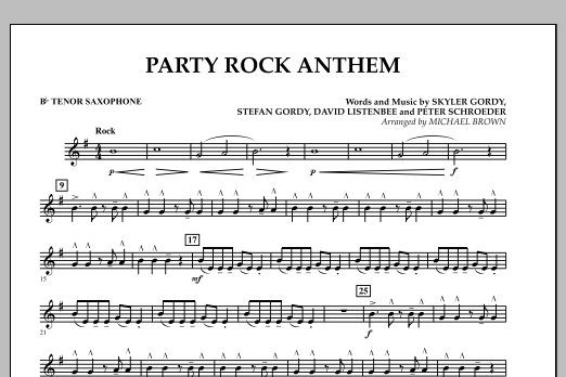 Michael Brown Party Rock Anthem - Bb Tenor Saxophone sheet music preview music notes and score for Concert Band including 1 page(s)